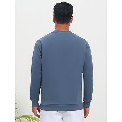 Men's Casual Pullover Crewneck Long Sleeve Color Block Workout Sweatshirt