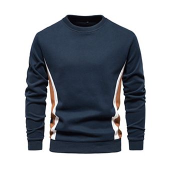 Men's Casual Pullover Crewneck Long Sleeve Color Block Workout Sweatshirt