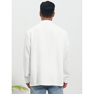 Men's Vintage Casual Button Down Chest Pocket Jacquard Knit Shirt Jacket