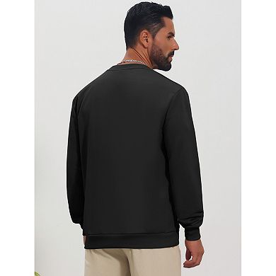 Men's Corduroy Pullover Patchwork Round Neck Pocket Streetwear Casual Sweatshirt