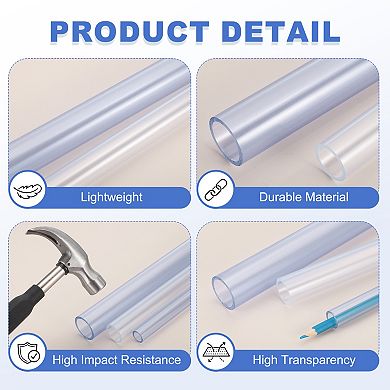 1Pc Clear Pipe, High Impact Rigid Tube Round Pipe Plastic Vinyl Tube