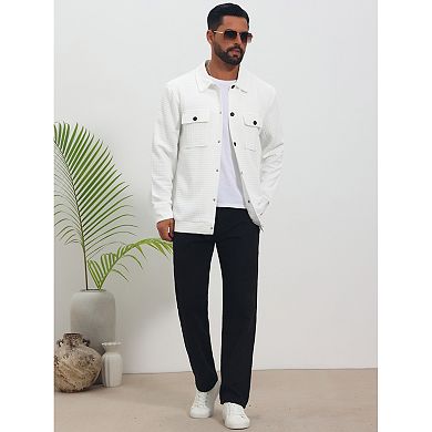 Men's Casual Shacket Button Long Sleeves Trucker Jacket