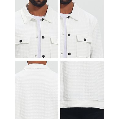 Men's Casual Shacket Button Long Sleeves Trucker Jacket