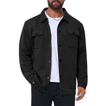 Men's Casual Shacket Button Long Sleeves Trucker Jacket