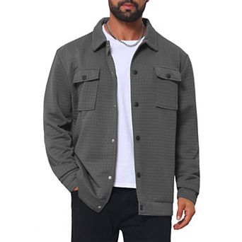 Men's Casual Shacket Button Long Sleeves Trucker Jacket