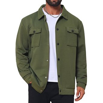 Men's Casual Shacket Button Long Sleeves Trucker Jacket