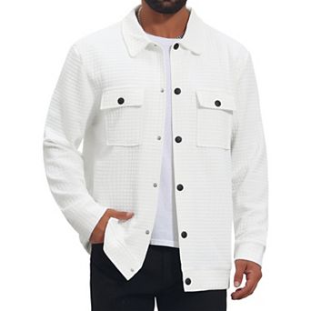 Men's Casual Shacket Button Long Sleeves Trucker Jacket