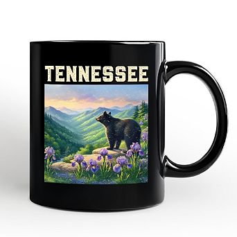Scenic Tennessee State Great Smoky Mountains Black Bear and Wildflower Nature Mug