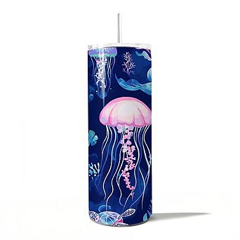 Ocean Jellyfish and Sea Turtle 20oz Tumbler With Lid and Stainless Steel Straw