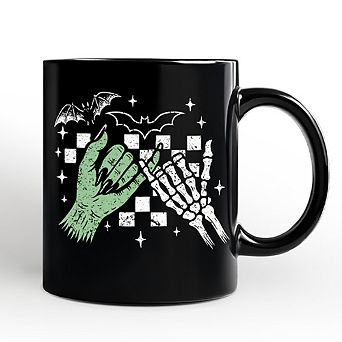 Monster Skeleton Pinky Promise Mug, Funny Spooky Halloween Mug