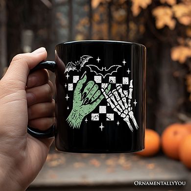 Monster Skeleton Pinky Promise Mug, Funny Spooky Halloween Mug