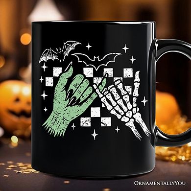 Monster Skeleton Pinky Promise Mug, Funny Spooky Halloween Mug