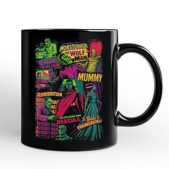 Horror Comic Classic Monsters Mug, Vintage Scary Halloween Gift