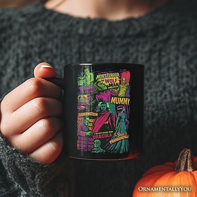 Horror Comic Classic Monsters Mug, Vintage Scary Halloween Gift