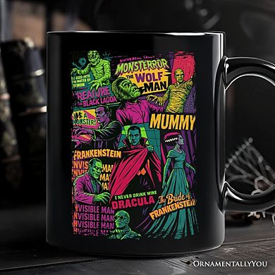 Horror Comic Classic Monsters Mug, Vintage Scary Halloween Gift
