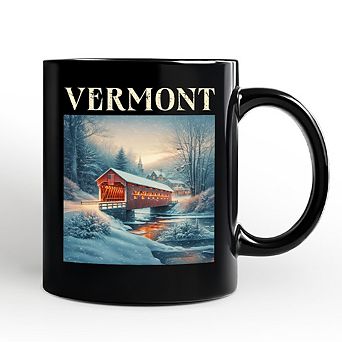 Rustic Red Covered Bridge Vermont State Mug, New England Historical Gift and Travel Souvenir