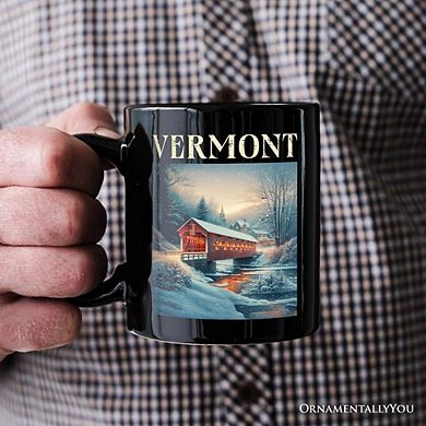 Rustic Red Covered Bridge Vermont State Mug, New England Historical Gift and Travel Souvenir