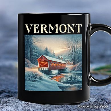 Rustic Red Covered Bridge Vermont State Mug, New England Historical Gift and Travel Souvenir