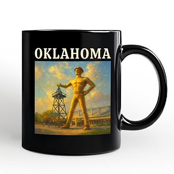 Iconic Oklahoma State Oil Heritage Mug, Tulsa Golden Driller Landmark Gift and Travel Souvenir