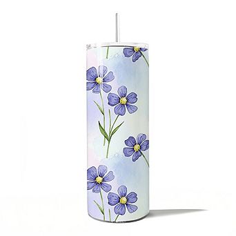 Delicate Blue Wildflowers 20oz Tumbler With Lid and Stainless Steel Straw