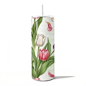 Spring Tulip Garden 20oz Tumbler With Lid and Stainless Steel Straw