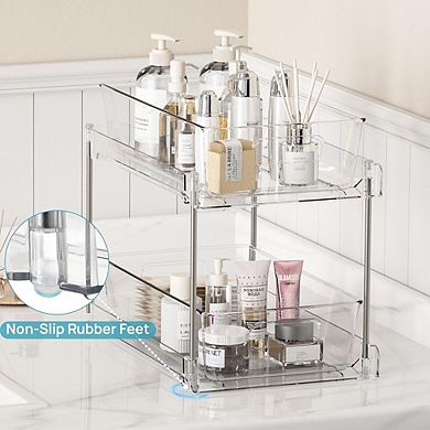 2-Tier Under Sink Storage Organizer, Pull-Out Bins for Cabinet & Counter