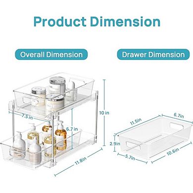 2-Tier Under Sink Storage Organizer, Pull-Out Bins for Cabinet & Counter
