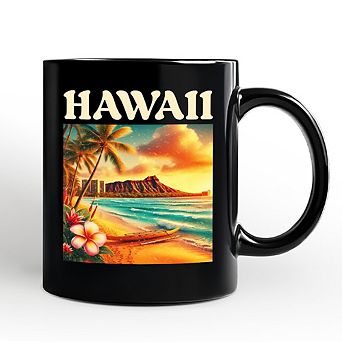 Tropical Hawaii Island State Mug, Vibrant Diamond Head Seaside Gift and Honolulu Souvenir