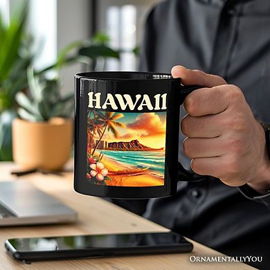 Tropical Hawaii Island State Mug, Vibrant Diamond Head Seaside Gift and Honolulu Souvenir