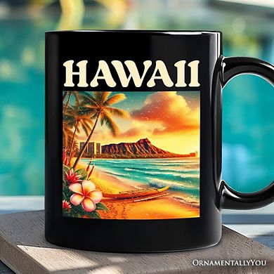 Tropical Hawaii Island State Mug, Vibrant Diamond Head Seaside Gift and Honolulu Souvenir