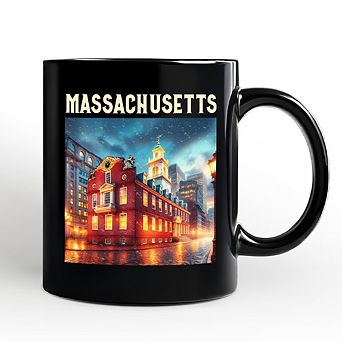 Classic Massachusetts State Old State House Mug, Colonial Landmark Boston Travel Souvenir