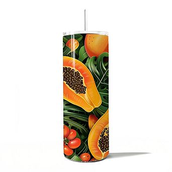 Tropical Papaya, Mango and Citrus 20oz Tumbler With Lid and Stainless Steel Straw