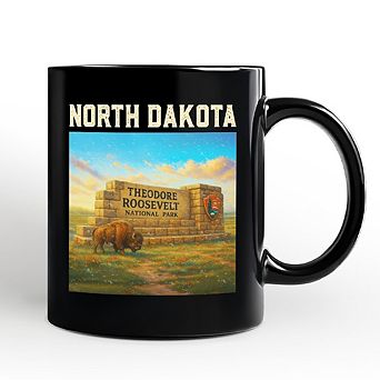 Scenic North Dakota State Theodore Roosevelt Park Mug, Bison Wildlife Gift and Great Plains Souvenir