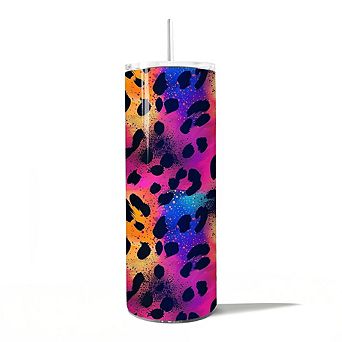 Vibrant Neon Leopard Print 20oz Tumbler With Lid and Stainless Steel Straw