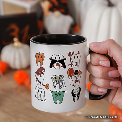 Spooky Halloween Dentist Mug, Teeth Monster Gift for Dental Crew