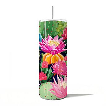 Blooming Desert Cactus Garden 20oz Tumbler With Lid and Stainless Steel Straw