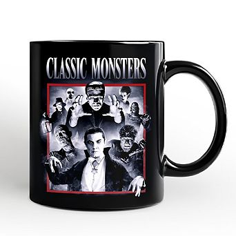 Classic Monsters Black and White Mug, Retro Vintage Horror Gift