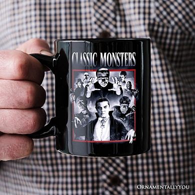 Classic Monsters Black and White Mug, Retro Vintage Horror Gift