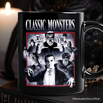 Classic Monsters Black and White Mug, Retro Vintage Horror Gift