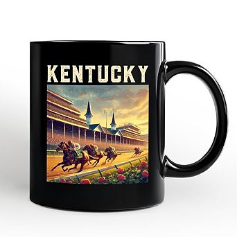 Iconic Kentucky State Horse Racing Mug, Churchill Downs Gift and Derby Heritage Souvenir