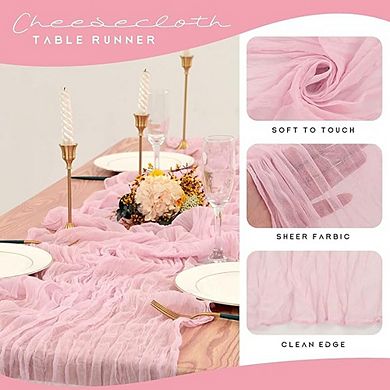 Cheesecloth Table Runner Boho Gauze Semi Sheer Soft Fabric