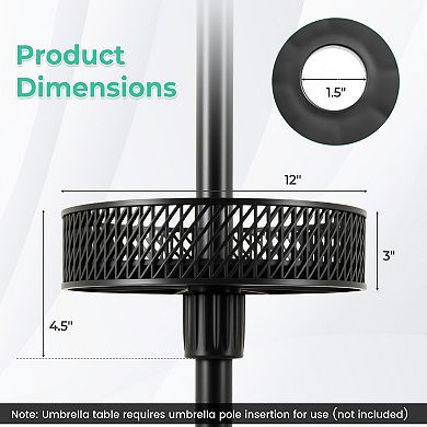 Patio Umbrella Table Tray Adjustable Outdoor Drink Holder with Storage