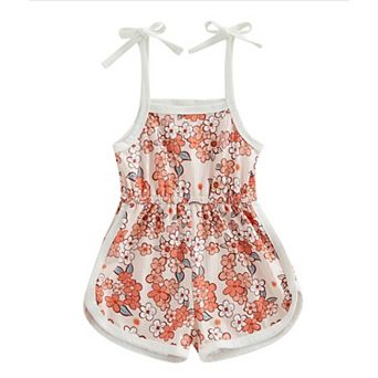 Toddler Baby Girl Summer Clothes Floral Printed One Piece Romper Jumpsuit Kids Infant Outfit