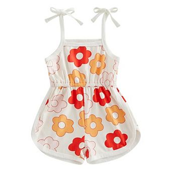 Toddler Baby Girl Summer Clothes Floral Printed One Piece Romper Jumpsuit Kids Infant Outfit