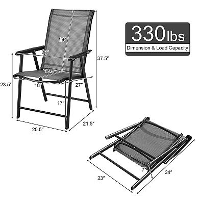Costway Patio Folding Dining Chairs Portable Camping Armrest Garden