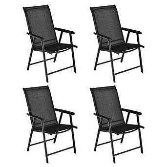 Costway Patio Folding Dining Chairs Portable Camping Armrest Garden