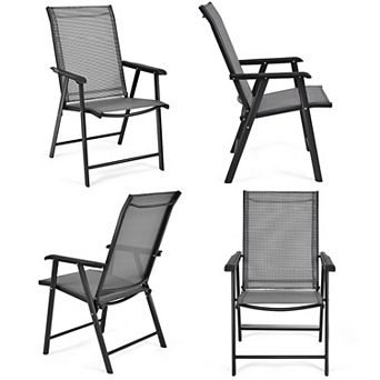 Costway Patio Folding Dining Chairs Portable Camping Armrest Garden