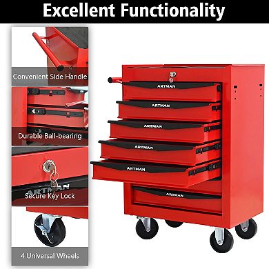 KWPZQEB Rolling Metal Tool Chest with 7 Drawers, 20" Steel Tool Storage Box Organizer