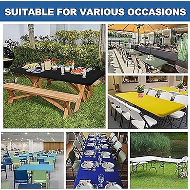 Black Spandex Tablecloth 6-Pack Fitted Stretch Outdoor Picnic Cover