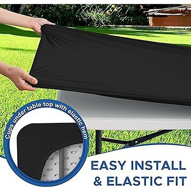 Black Spandex Tablecloth 6-Pack Fitted Stretch Outdoor Picnic Cover